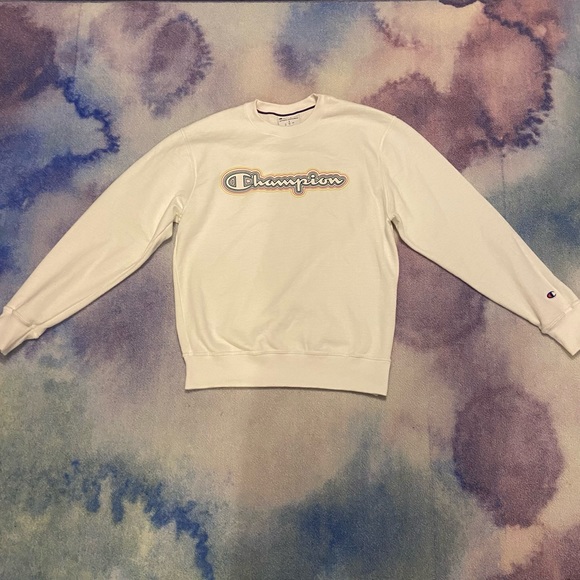 Women’s Retro White Champion Crewneck Sweatshirt Size S - Picture 1 of 4